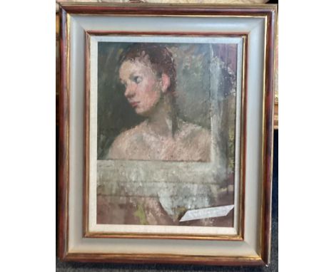 ARTHUR RALPH MIDDLETON TODD: (British, 1891 - 1966): A framed and glazed oil on canvas entitled 'Head and Shoulders' depictin