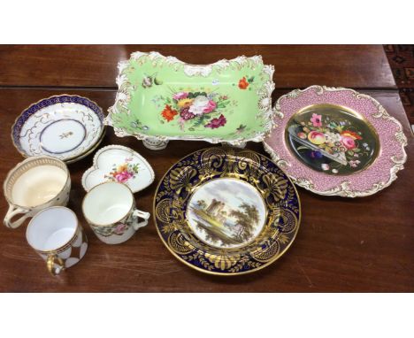 A Chamberlain Worcester plate etc. Est. £20 - £30.