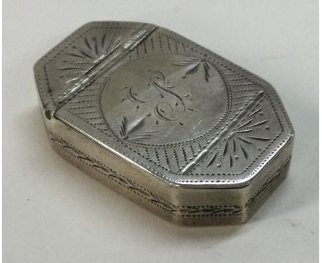 A 19th Century silver hinged snuff box. Birmingham. By Samuel Pemberton. Makers mark only. Approx. 13 grams. Est. £50 - £80. 