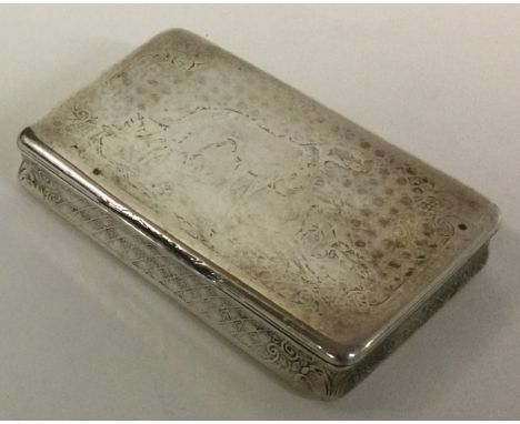 A 19th Century French silver snuff box engraved with dog scenes. Marked to side. Approx. 70 grams. Est. £50 - £80.