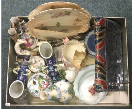 A small beadwork bag together with a Royal Worcester vase etc. Est. £20 - £30.