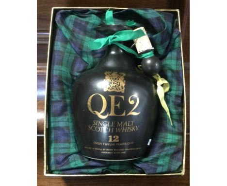 A boxed QE2 commemorative 26 2/3 fl ozs bottle of 12 Years Old Single Malt Scotch Whisky. Est. £20 - £30.