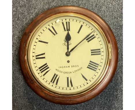 A mahogany cased wall clock of typical form. Est. £70 - £80.