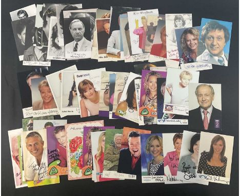 A quantity of British TV presenters', newsreaders', and personalities' autographs on photographs to include GARY LINEKER, JAK