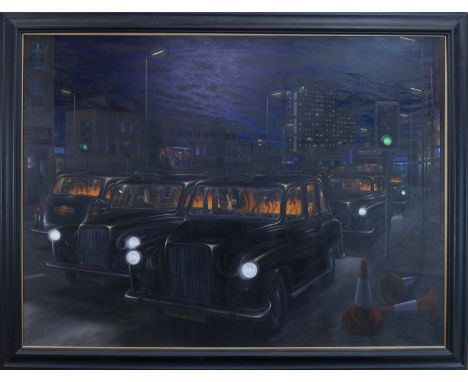 * DAVID RICHARDSON, TAXI oil on canvas, signed 125cm x 170cm Framed