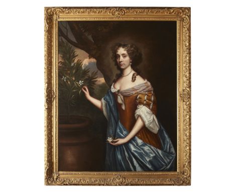 STUDIO OF SIR PETER LELYTHREE QUARTER LENGTH PORTRAIT OF A LADY WEARING A SILK DRESSOil on canvas124cm x 99cm (49in x 39in)