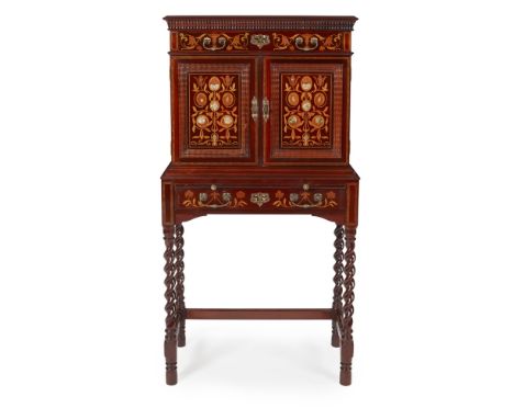 SHAPLAND & PETTER, BARNSTAPLEARTS & CRAFTS INLAID MAHOGANY CABINET, CIRCA 1900with marquetry decoration in specimen woods and