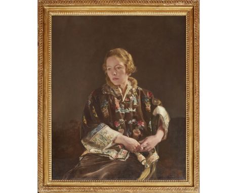 [§] SIR GERALD FESTUS KELLY P.R.A. (BRITISH 1879-1972)JANE XLVIOil on canvas100cm x 80.5cm (39.25in x 31.75in)Exhibited:The R