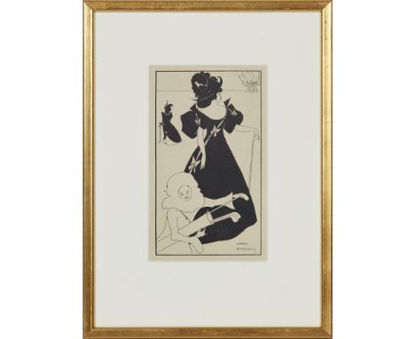 AUBREY BEARDSLEY (BRITISH 1872-1898)LADY GOLFERS WITH PIERROT AS THEIR CADDYPrint21cm x 12.5cm (8.25in x 5in)Note: Designed a