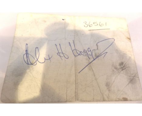 Alex Higgins signature on 1974 snooker ticket 