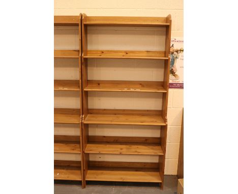 Solid pine waterfall five shelf bookcase, H: 200 cm, 