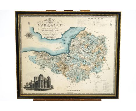 Engraved by James &amp; Joshua Neele, A steel line engraving,  map of Somerset, after Greenwood 1820/21 58cm X 70cm