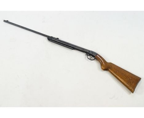 A vintage air rifle, with shaped oak butt, unmarked, 109cm long overall