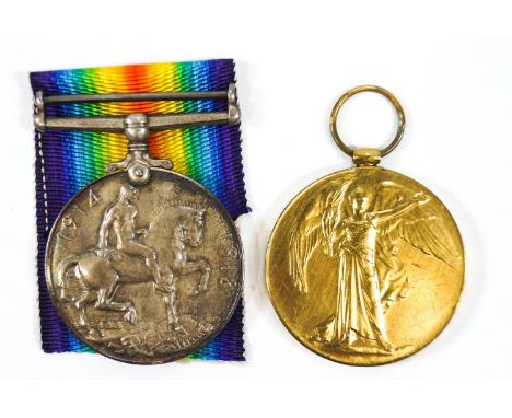 A set of two WWI medals, The British War and The Victory to GNR R P Beckhurst RGA