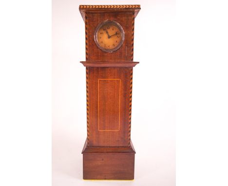 An early miniature mahogany longcase clock with boxwood and ebony banding, 26cm high