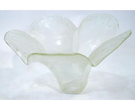 A large 1970's textured glass light shade, of five petalled flower form, height 34cm, diameter 51cm.
