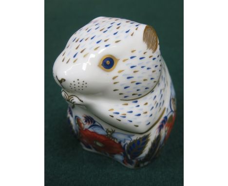 ROYAL CROWN DERBY CERAMIC HAMSTER FORM PAPERWEIGHT WITH STOPPER, APPROXIMATELY 7cm HIGH