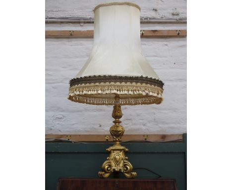 VICTORIAN STYLE GILDED TABLE LAMP WITH SHADE 