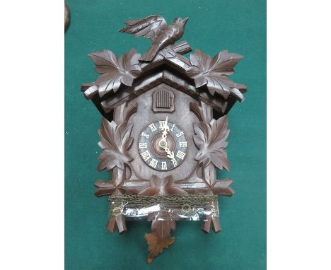 BLACK FOREST STYLE CUCKOO CLOCK WITH WEIGHTS AND PENDULUM 