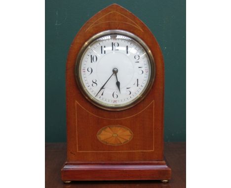 EDWARDIAN MAHOGANY INLAID MANTEL CLOCK 