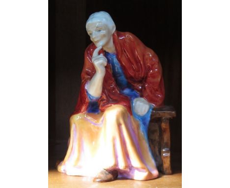ROYAL WORCESTER GLAZED CERAMIC SEATED FIGURE- THE FORTUNE TELLER, No2924, APPROXIMATELY 16cm HIGH 
