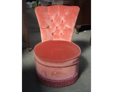 PINK UPHOLSTERED BUTTON BACK CHAIR 