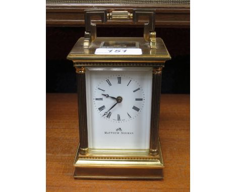 MODERN BRASS CARRIAGE CLOCK BY MATTHEW NORMAN 