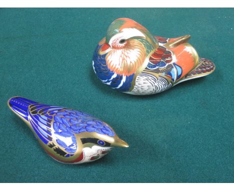 TWO ROYAL CROWN DUCAL CERAMIC BIRD FORM PAPERWEIGHTS WITH STOPPERS