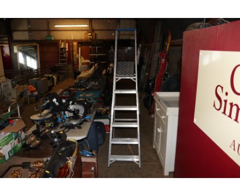 A aluminum step ladder 