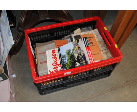 A box of vintage manuals to include Massey Ferguson, Mini 875 and 1000 etc