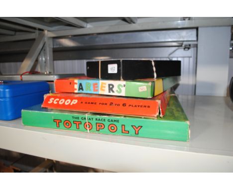 A collection of vintage games to include Scoop and Totopoly