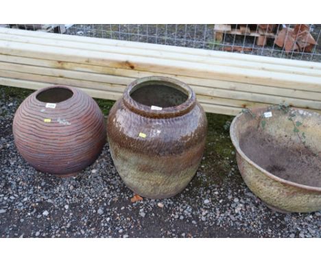 A glazed planter
