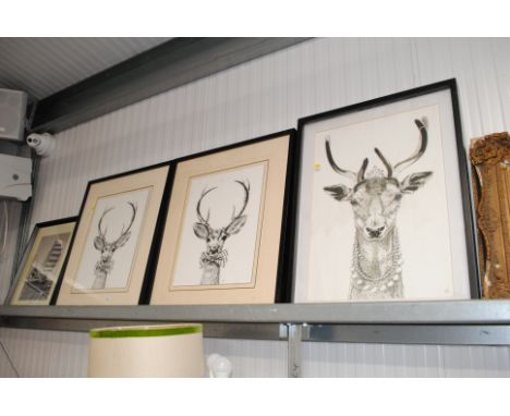 Three pencil signed limited edition prints depicting Deer's 