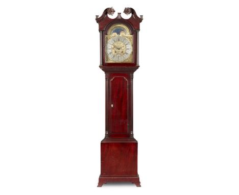  SCOTTISH GEORGE III MAHOGANY MOONPHASE LONGCASE CLOCK LATE 18TH CENTURY the 12 inch brass dial with silvered chapter ring wi