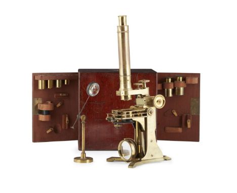  EARLY ENGLISH BRASS COMPOUND MONOCULAR BAR-LIMB MICROSCOPE, BY ANDREW ROSS, LONDON CIRCA 1843-45 Model No.1, serial number 1