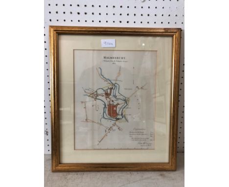 Robert K. Dawson (1798-1861), 'Malmesbury borough/town plan (Enlarged from the Ordnance Survey) 1831, hand coloured lithograp