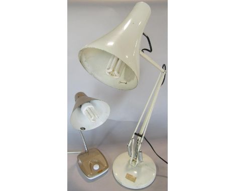 An Anglepoise type lamp, and another desk lamp with a flexible bend arm. 