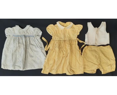 Vintage childrens clothing; a Liberty bodice (size- age 2), 2 dresses (one Viyella), all with WW2 Utility Mark (1941-51)
