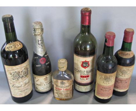 Vintage Wines: two half bottles of 1961 Chateau Beychevelle St Julien (Army &amp; Navy Stores), a bottle of 1949 Leoville-Bar