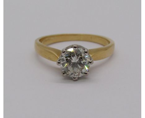 18ct diamond solitaire ring, 0.85cts approx, size J/K, 3.3g 