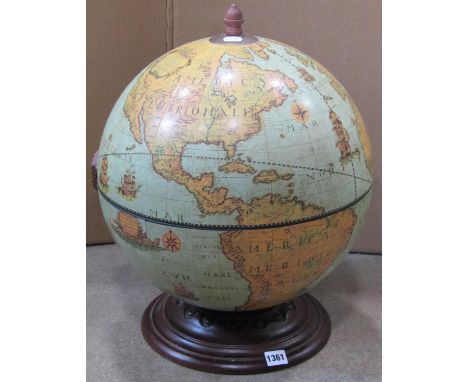 A reproduction globe hinged at the equator and with segmented interior, 40 cm diameter 