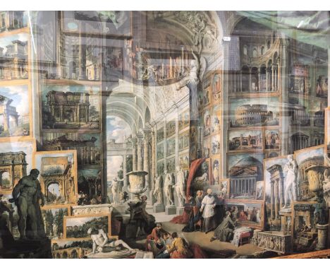 After Giovanni Paolo Pannini (Italian, 1691-1765) 'Ancient Rome', lithograph print, 120 x 88 cm, in ornate frame 