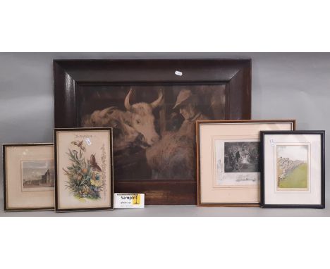 Ten prints to include: After William Woodhouse, 'Feeding Cattle', lithograph, 52 x 34 cm; Darton's Children's Pictures: Eleph