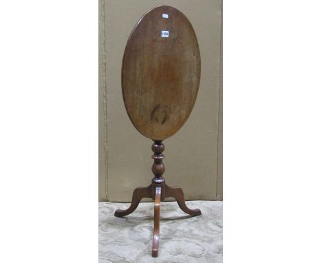 A small 19th century mahogany snap top occasional table raised on a bobbin turned pillar and shaped tripod, the top 53 cm x 3