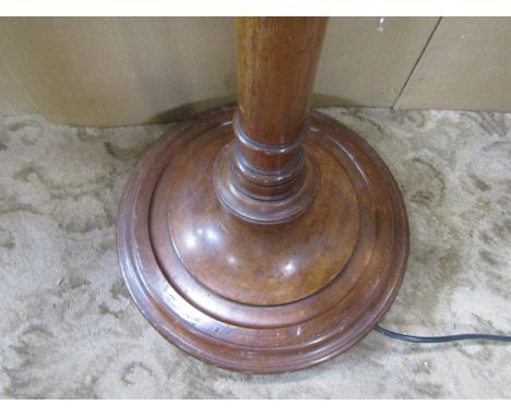 An inlaid Edwardian mahogany lamp standard with satin wood detail 