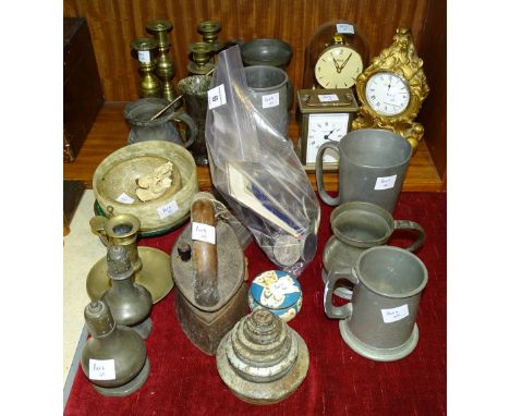A Duverdrey &amp; Bloquel French brass carriage timepiece, 11.5cm high, a Kundo 400-day clock under glass dome, (both a/f), o