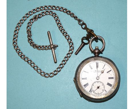 John Myers &amp; Co, a silver-cased open-face pocket watch, the white enamel dial with seconds subsidiary and Roman numerals,