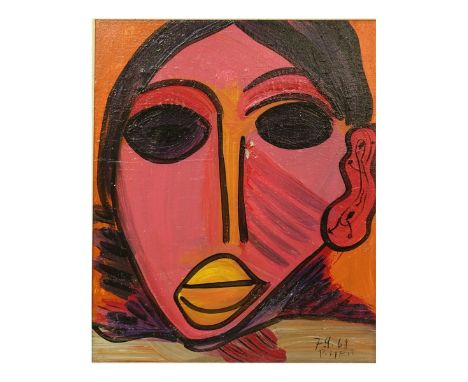 Peter Keil, German/American (b 1942) Oil on canvas "Portrait Of A Woman". Signed and dated 7.9.68 lower right. Measures 20" x