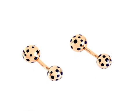 Men's Vintage Van Cleef &amp; Arpels 18 Karat Rose and Yellow Gold and Lapis Lazuli Cufflinks. Stamped VCA, 750, Italian hall