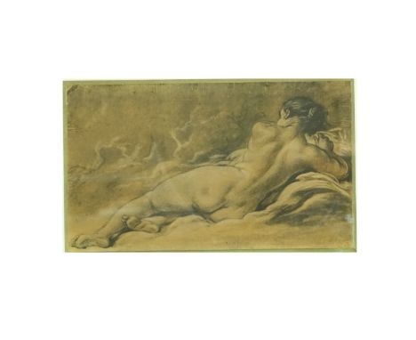 Old Master Style Charcoal Drawing On Paper "Reclining Nude". Unsigned. Measures 8-5/8" x 13-3/4", frame measures 13-1/4" x 18